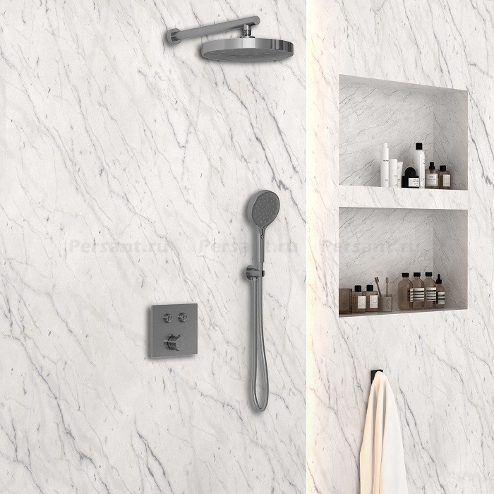 Душевой комплект Vincea Inspire VSFW-4I212GM вороненая сталь, с термостатом, 2 режима