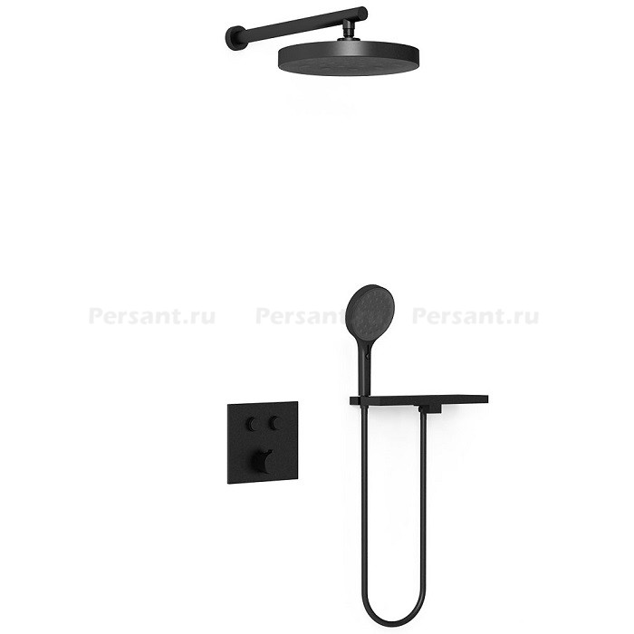 Душевой комплект Vincea Inspire VSFW-4I212RMB черный матовый, с термостатом, 2 режима
