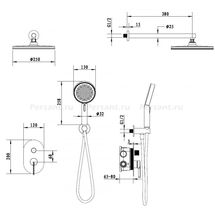 Душевой комплект Vincea TG VSFW-5TG0CH хром, 2 режима