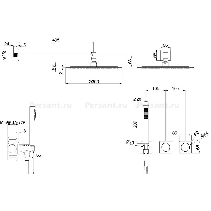Душевой комплект Vincea Alto VSFW-6AL1CH хром, 2 режима