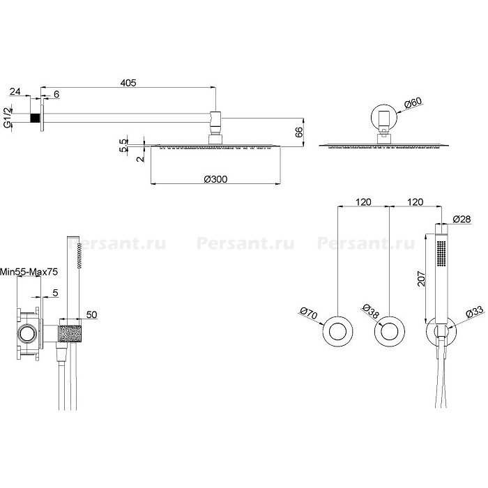 Душевой комплект Vincea Aura VSFW-6AU1CH хром, 2 режима