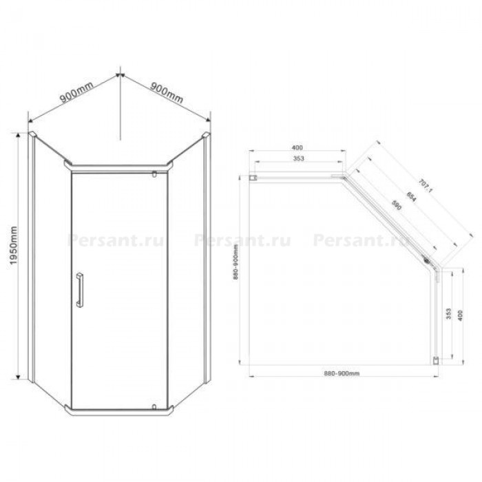 Душевой уголок Vincea Stresa 90x90 VSP-1S900CL профиль хром, стекло прозрачное