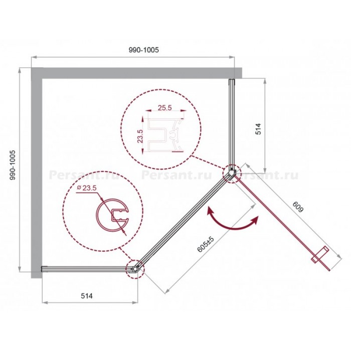Душевой уголок BelBagno Uno 100x100 UNO-195-P-1-100-C-Cr профиль хром стекло прозрачное