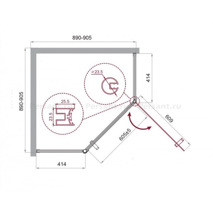 Душевой уголок BelBagno Uno 90x90 UNO-195-P-1-90-C-Cr профиль хром стекло прозрачное