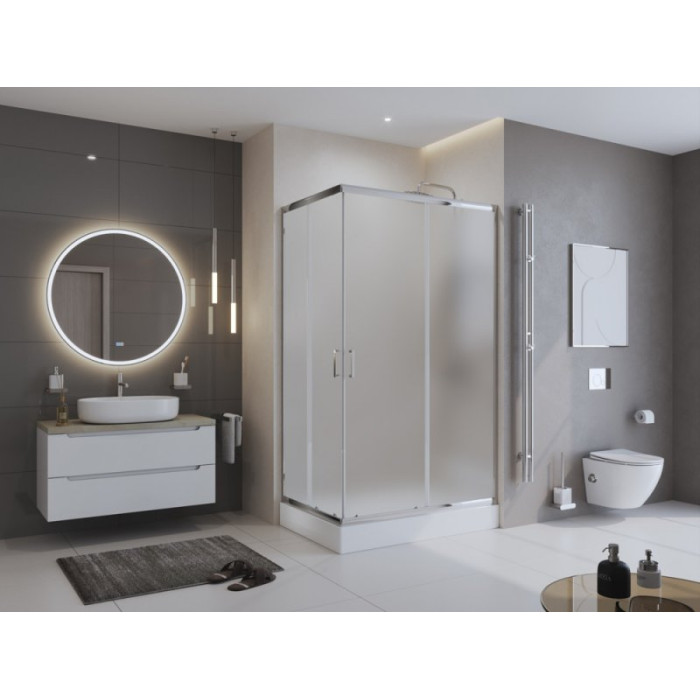 Душевой уголок BelBagno Uno 100x90 UNO-195-AH-2-100/90-P-Cr профиль хром стекло рифленое