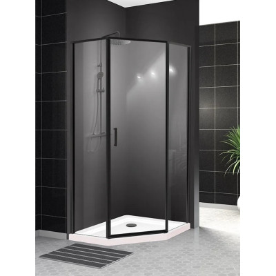 Душевой уголок BelBagno Uno 100x100 UNO-195-P-1-100-C-Nero профиль черный стекло прозрачное