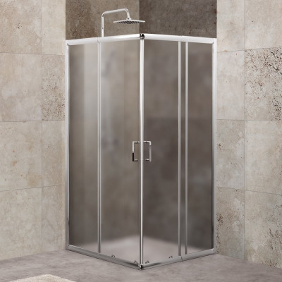 Душевой уголок BelBagno Unique 100х100 UNIQUE-A-2-85/100-P-Cr профиль хром стекло рифленое