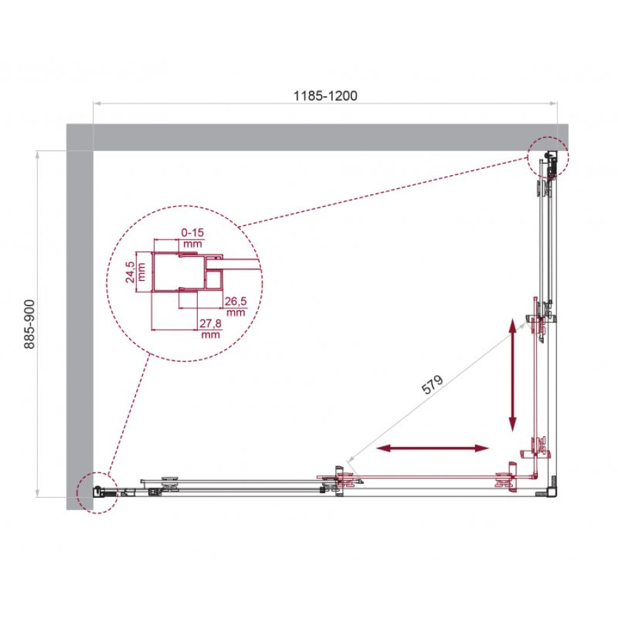 Душевой уголок BelBagno Luce 120х90 LUCE-AH-2-120/90-C-Cr профиль хром стекло прозрачное