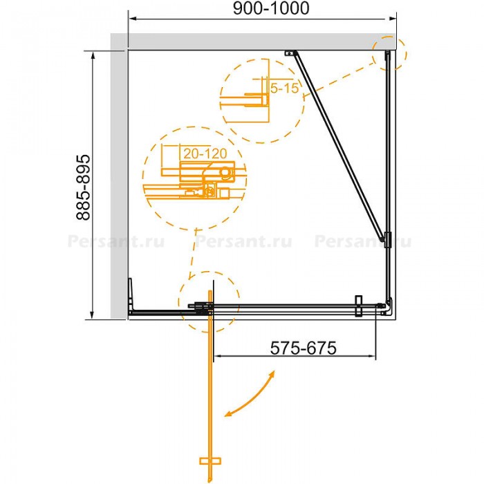 Душевой уголок Cezares Slider 100x90 SLIDER-AH-1-90-90/100-BR-BORO золото брашированное стекло бронзовое