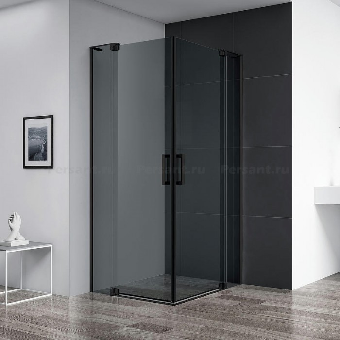 Душевой уголок Cezares Slider 75x85 SLIDER-AH-2-70/80-80/90-GRIGIO-NERO профиль черный стекло серое