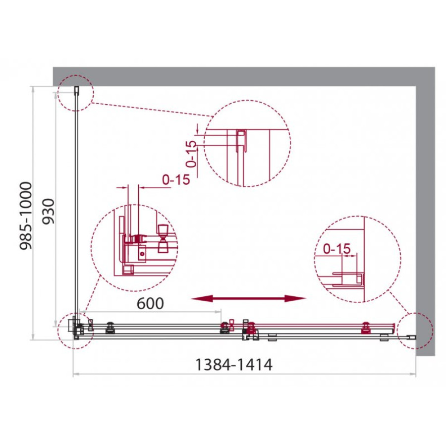 Душевой уголок BelBagno Acqua 140х100 ACQUA-AH-1-140/100-C-Cr профиль Хром стекло прозрачное