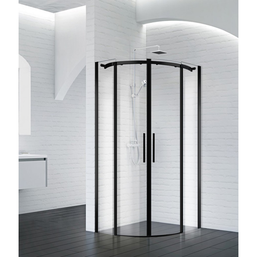 Душевой уголок BelBagno Acqua 90x90 ACQUA-R-2-90-C-Nero профиль черный стекло прозрачное