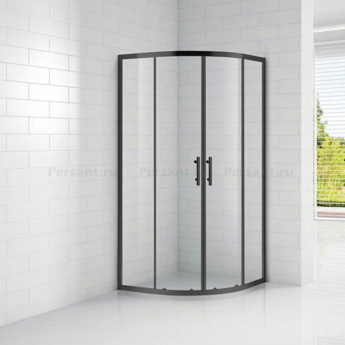 Душевой уголок Cezares Eco 90x90 ECO-O-R-2-90-C-NERO профиль черный стекло прозрачное