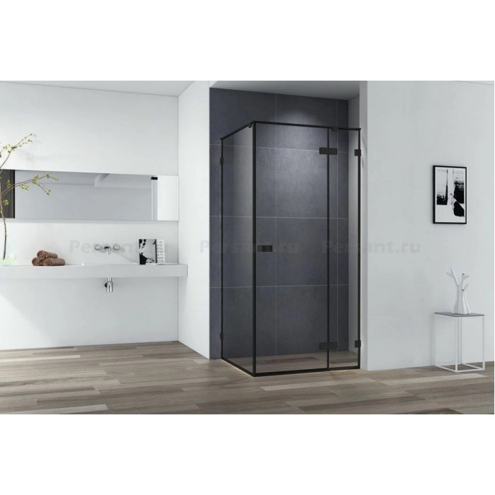 Душевой уголок Cezares Bellagio 100x90 BELLAGIO-AH-1-100/90-C-NERO профиль черный стекло прозрачное