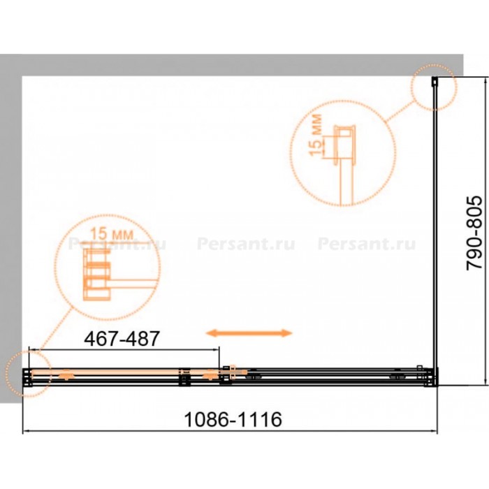Душевой уголок Cezares Duet 110x80 DUET SOFT-M-AH-1-110/80-C-Cr профиль хром стекло прозрачное