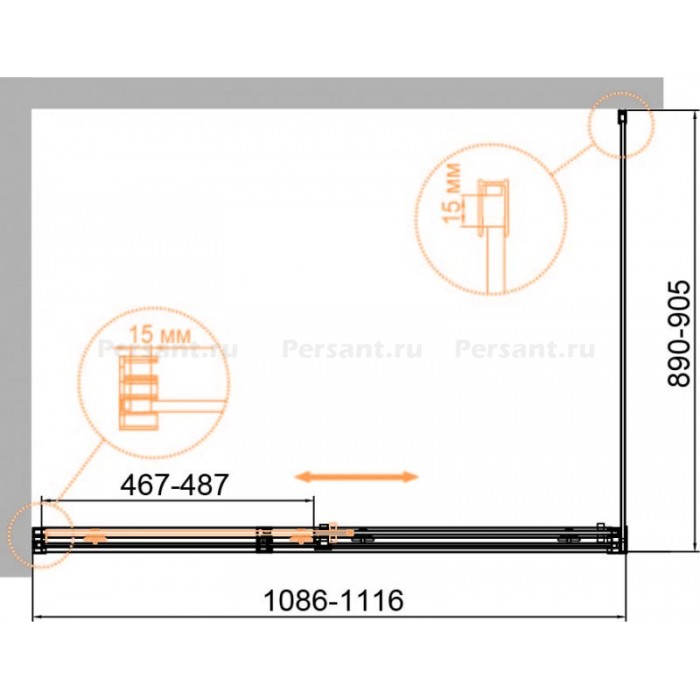 Душевой уголок Cezares Duet 110x90 DUET SOFT-M-AH-1-110/90-C-Cr профиль хром стекло прозрачное