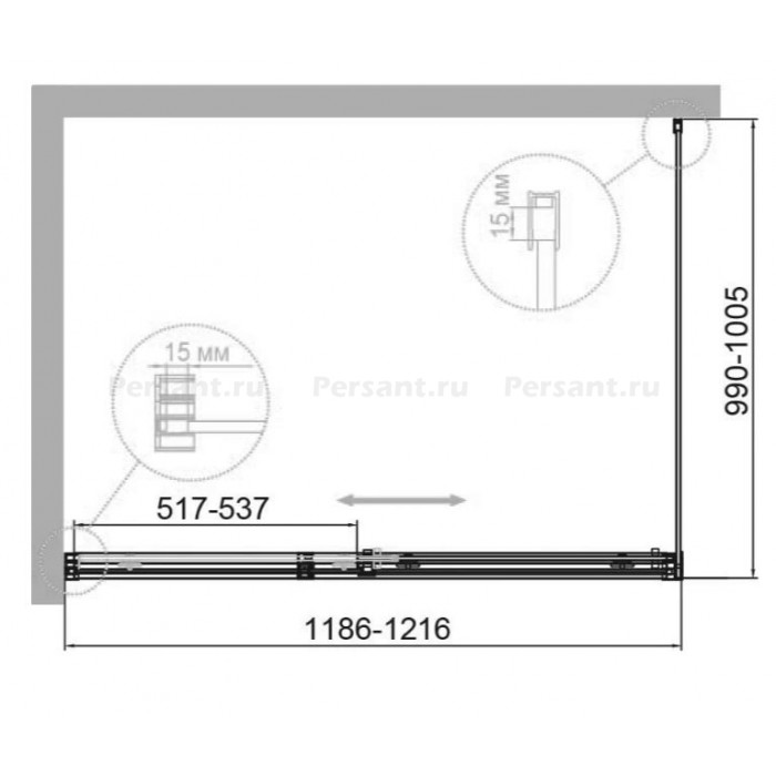 Душевой уголок Cezares Duet 120x100 DUET SOFT-M-AH-1-120/100-C-Cr профиль хром стекло прозрачное