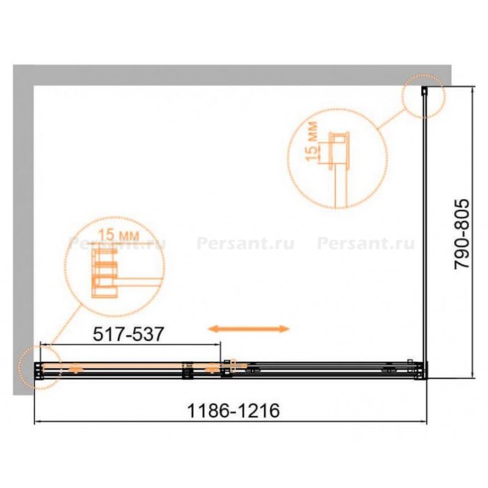 Душевой уголок Cezares Duet 120x80 DUET SOFT-M-AH-1-120/80-C-Cr профиль хром стекло прозрачное