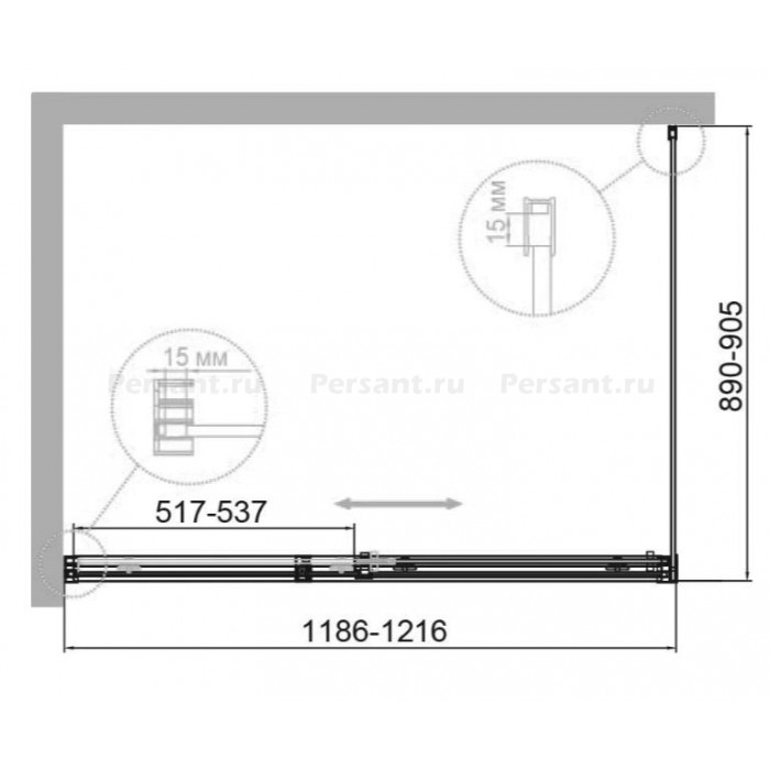 Душевой уголок Cezares Duet 120x90 DUET SOFT-M-AH-1-120/90-C-Cr профиль хром стекло прозрачное