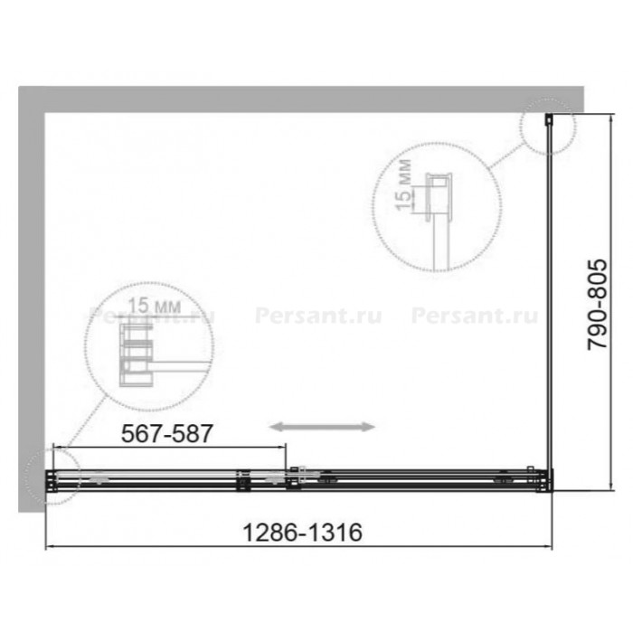 Душевой уголок Cezares Duet 130x80 DUET SOFT-M-AH-1-130/80-C-Cr профиль хром стекло прозрачное