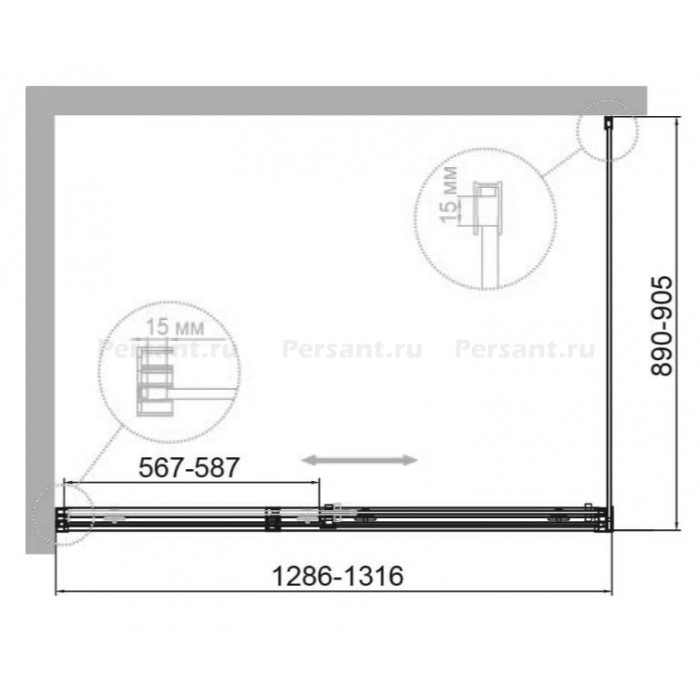 Душевой уголок Cezares Duet 130x90 DUET SOFT-M-AH-1-130/90-C-Cr профиль хром стекло прозрачное