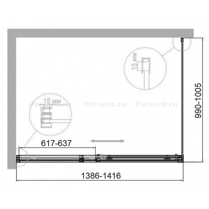 Душевой уголок Cezares Duet 140x100 DUET SOFT-M-AH-1-140/100-C-Cr профиль хром стекло прозрачное