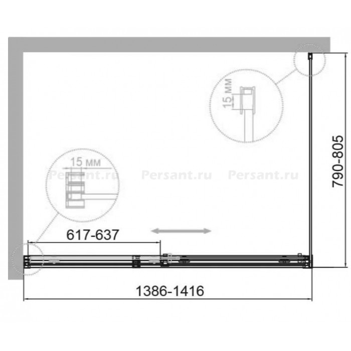 Душевой уголок Cezares Duet 140x80 DUET SOFT-M-AH-1-140/80-C-Cr профиль хром стекло прозрачное