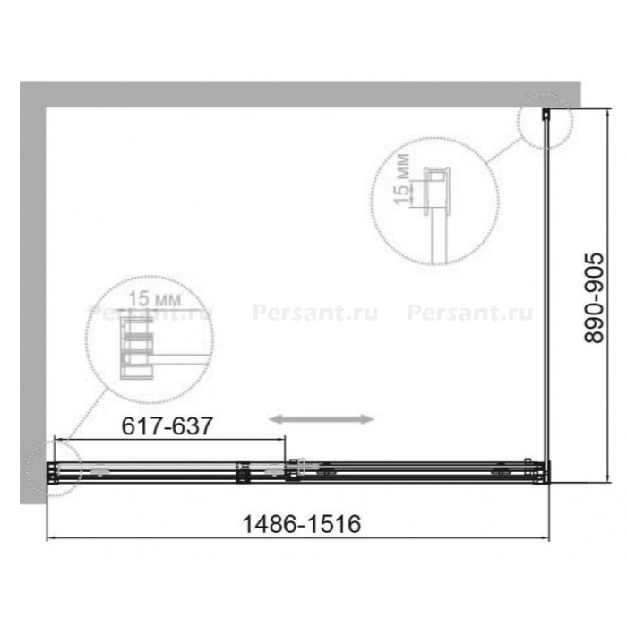 Душевой уголок Cezares Duet 150x90 DUET SOFT-M-AH-1-150/90-C-Cr профиль хром стекло прозрачное