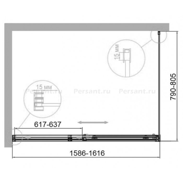 Душевой уголок Cezares Duet 160x80 DUET SOFT-M-AH-1-160/80-C-Cr профиль хром стекло прозрачное