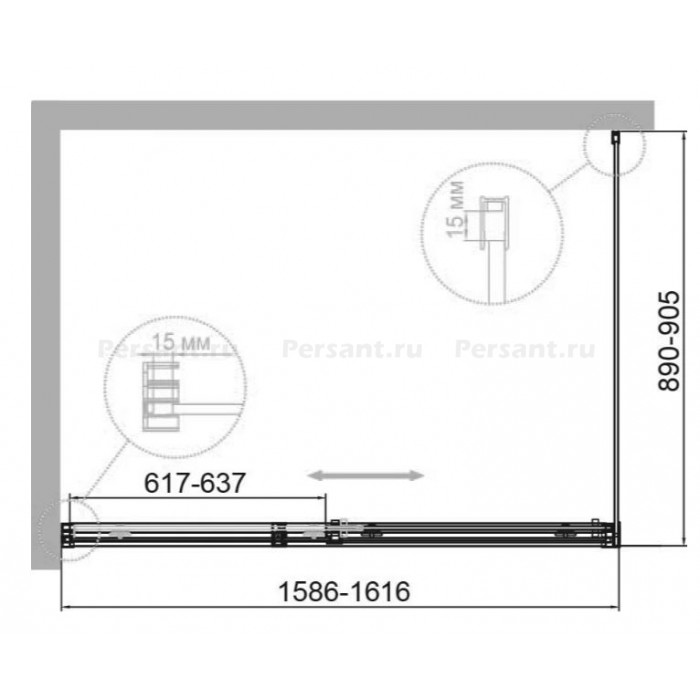 Душевой уголок Cezares Duet 160x90 DUET SOFT-M-AH-1-160/90-C-Cr профиль хром стекло прозрачное