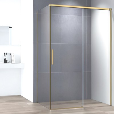 Душевой уголок Cezares Duet 110x90 DUET SOFT-M-AH-1-110/90-C-BORO золото брашированное, прозрачное стекло