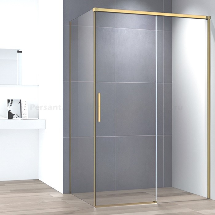 Душевой уголок Cezares Duet 110x90 DUET SOFT-M-AH-1-110/90-C-BORO золото брашированное, прозрачное стекло