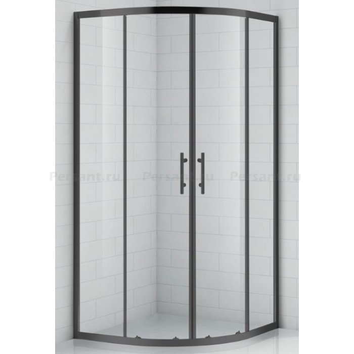 Душевой уголок Cezares Eco 90x90 ECO-O-R-2-90-C-NERO профиль черный стекло прозрачное