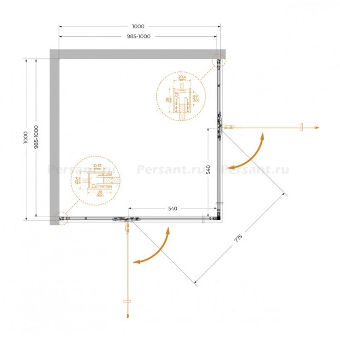 Душевой уголок Cezares Liner 100x100 LINER-A-2-100-C-Cr профиль хром, стекло прозрачное