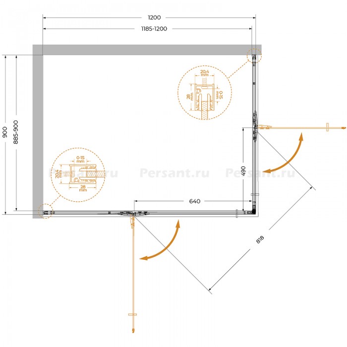 Душевой уголок Cezares Liner 120x90 LINER-AH-2-120/90-C-Cr-L профиль хром, стекло прозрачное