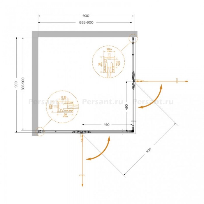 Душевой уголок Cezares Liner 90x90 LINER-A-2-90-C-Cr профиль хром, стекло прозрачное