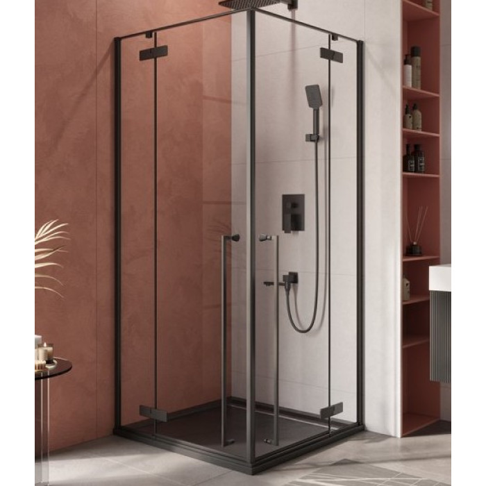 Душевой уголок Cezares Liner 90x90 LINER-A-2-90-C-NERO профиль черный, стекло прозрачное
