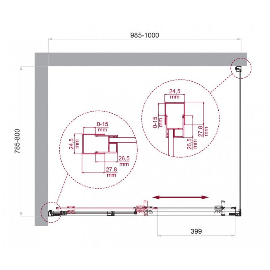 Душевой уголок BelBagno Luce 100х80 LUCE-AH-1-100/80-C-Cr профиль хром стекло прозрачное