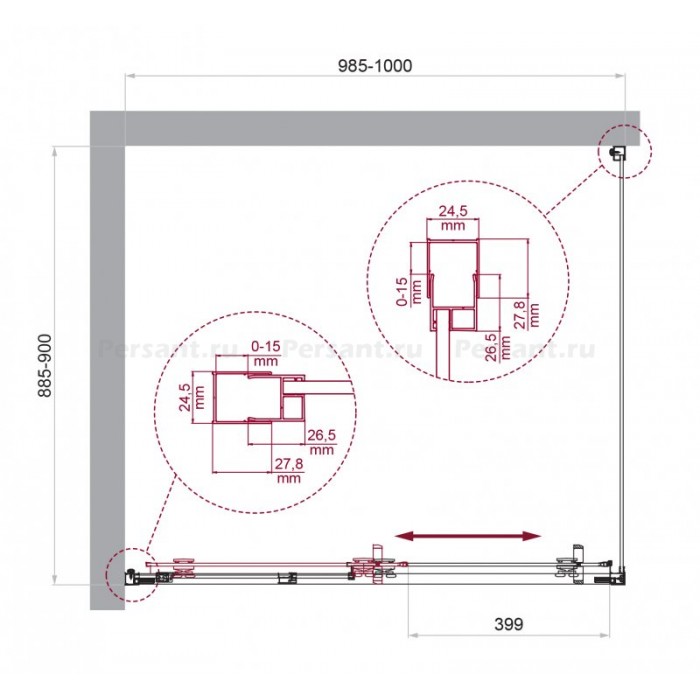 Душевой уголок BelBagno Luce 100х90 LUCE-AH-1-100/90-C-Cr профиль хром стекло прозрачное