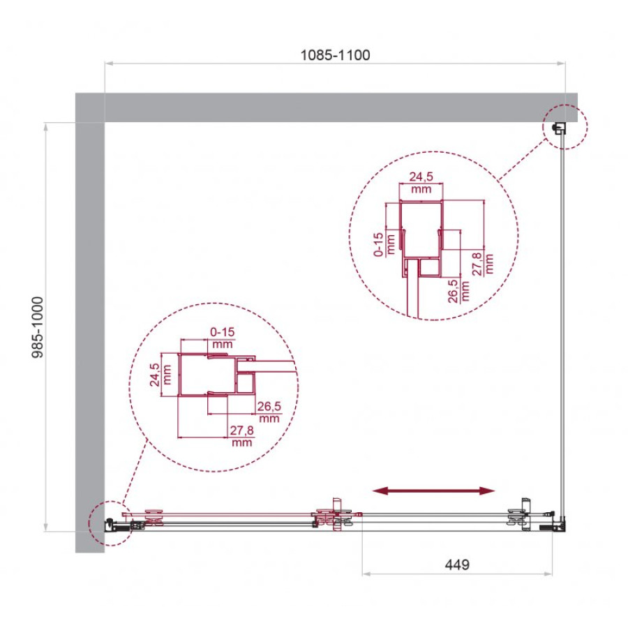 Душевой уголок BelBagno Luce 110х100 LUCE-AH-1-110/100-C-Cr профиль хром стекло прозрачное