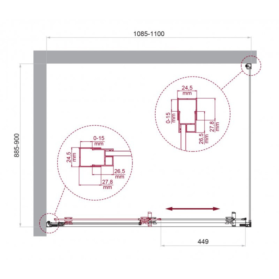 Душевой уголок BelBagno Luce 110х90 LUCE-AH-1-110/90-C-Cr профиль хром стекло прозрачное