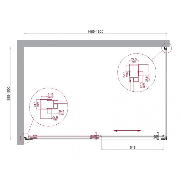 Душевой уголок BelBagno Luce 150х100 LUCE-AH-1-150/100-C-Cr профиль хром стекло прозрачное