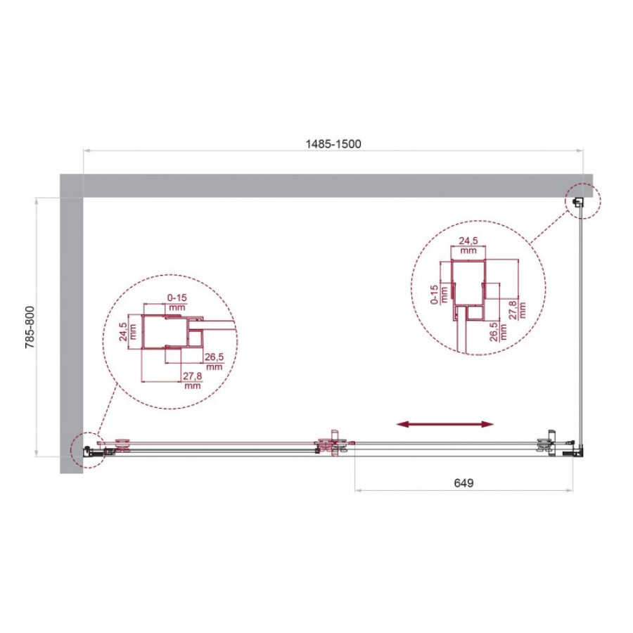 Душевой уголок BelBagno Luce 150х80 LUCE-AH-1-150/80-C-Cr профиль хром стекло прозрачное