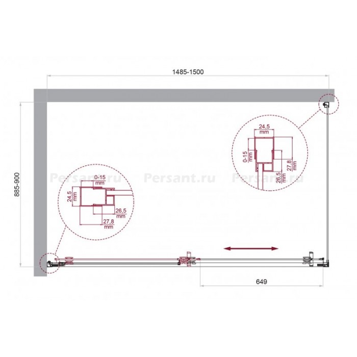 Душевой уголок BelBagno Luce 150х90 LUCE-AH-1-150/90-C-Cr профиль хром стекло прозрачное