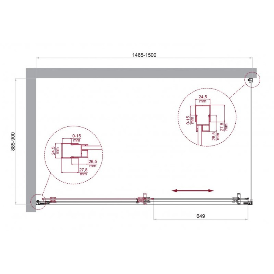 Душевой уголок BelBagno Luce 150х90 LUCE-AH-1-150/90-C-Cr профиль хром стекло прозрачное