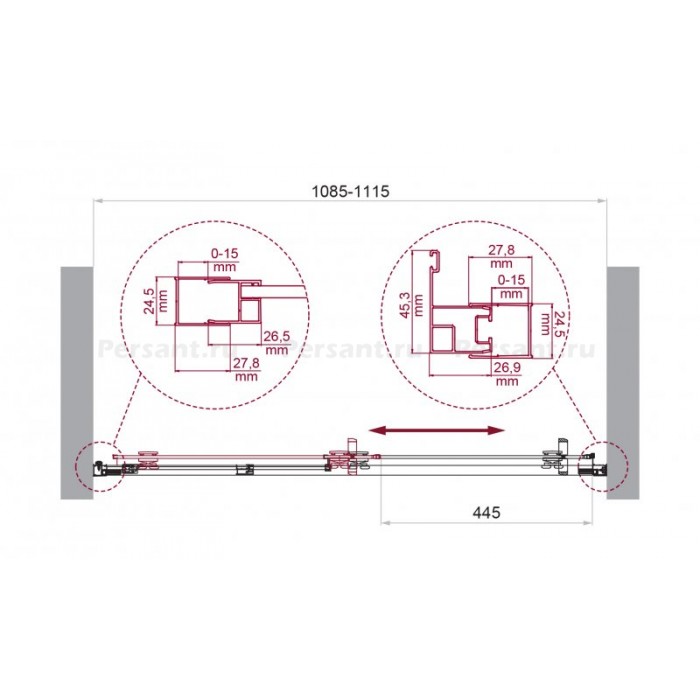 Душевая дверь BelBagno Luce 110 LUCE-BF-1-110-C-Cr профиль хром стекло прозрачное