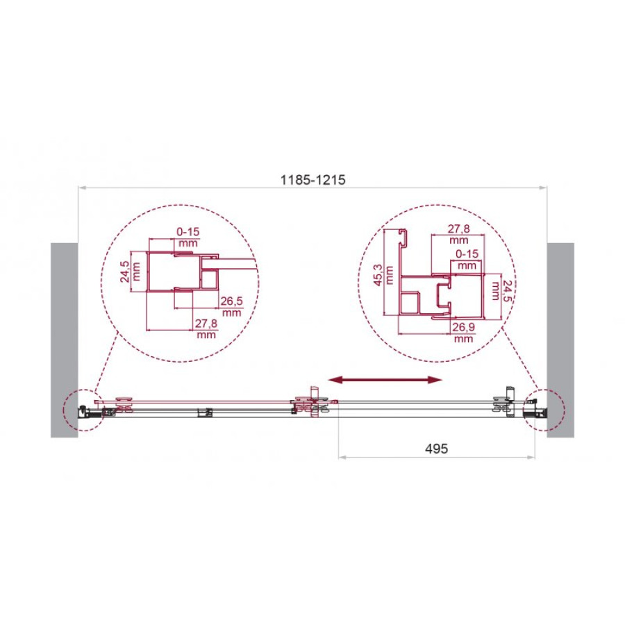 Душевая дверь BelBagno Luce 120 LUCE-BF-1-120-C-Cr профиль хром стекло прозрачное