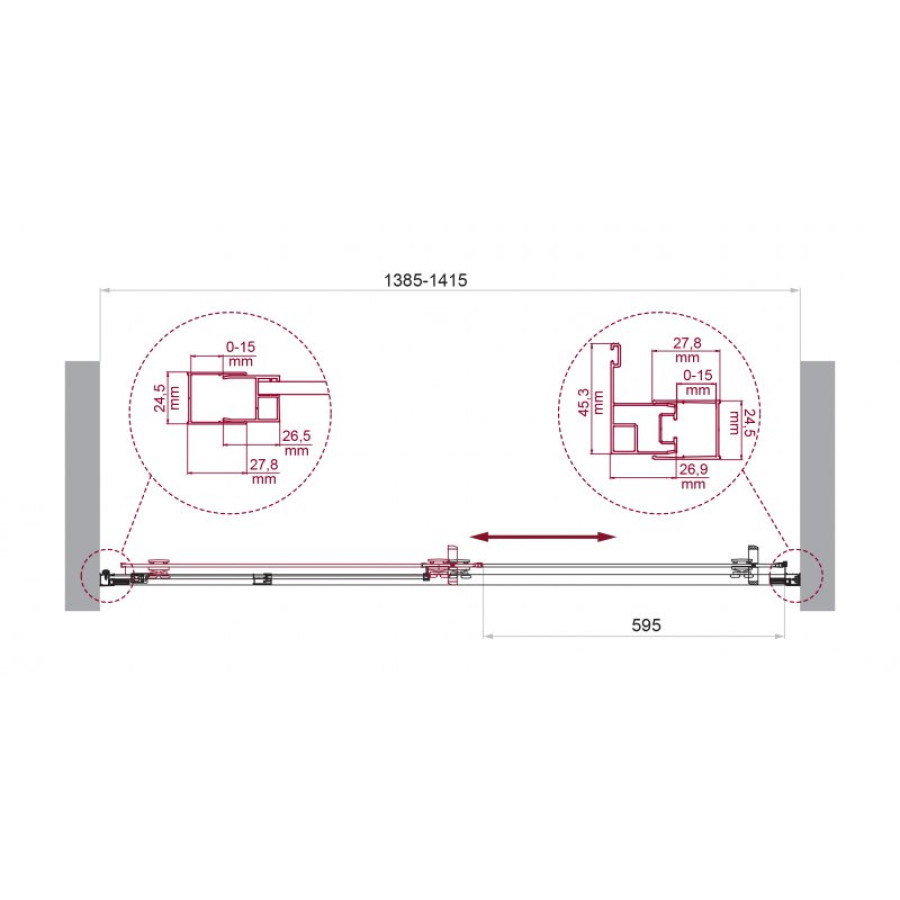 Душевая дверь BelBagno Luce 140 LUCE-BF-1-140-C-Cr профиль хром стекло прозрачное