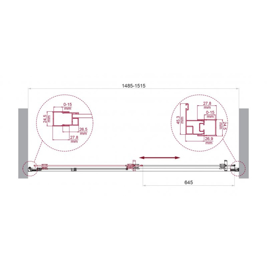 Душевая дверь BelBagno Luce 150 LUCE-BF-1-150-C-Cr профиль хром стекло прозрачное