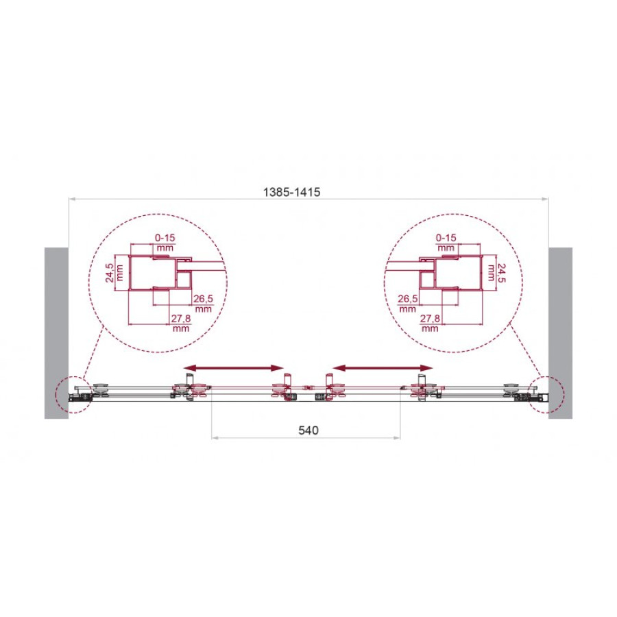 Душевая дверь BelBagno Luce 140 LUCE-BF-2-140-C-Cr профиль хром стекло прозрачное